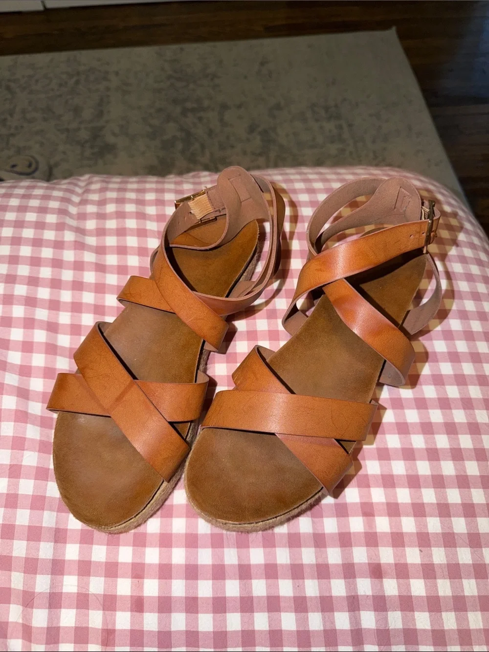 Francesca's Collections Tan Espadrille Platform Sandals
